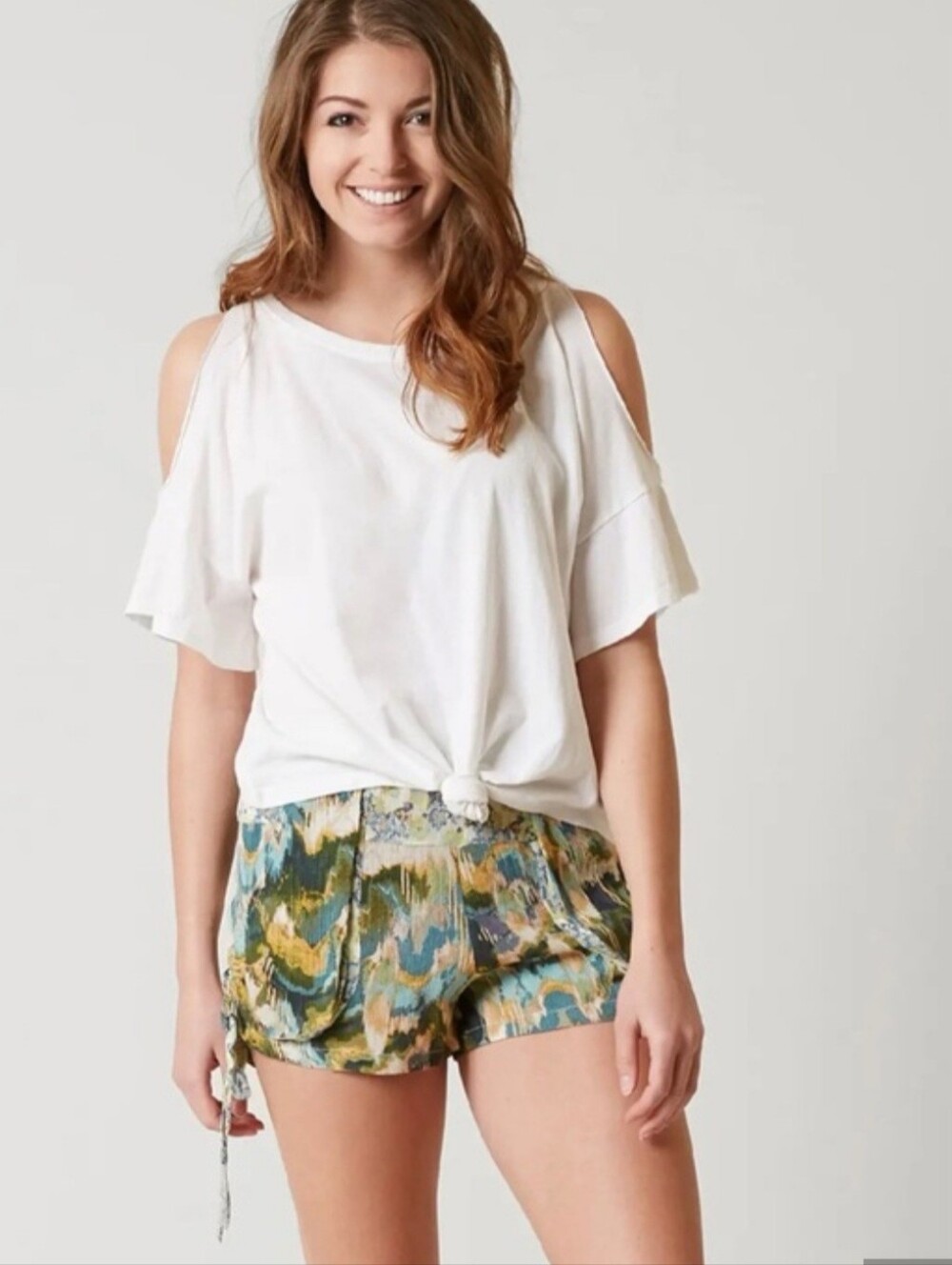 Free People Lisbon Soft Shorts Ruched Rayon Size L